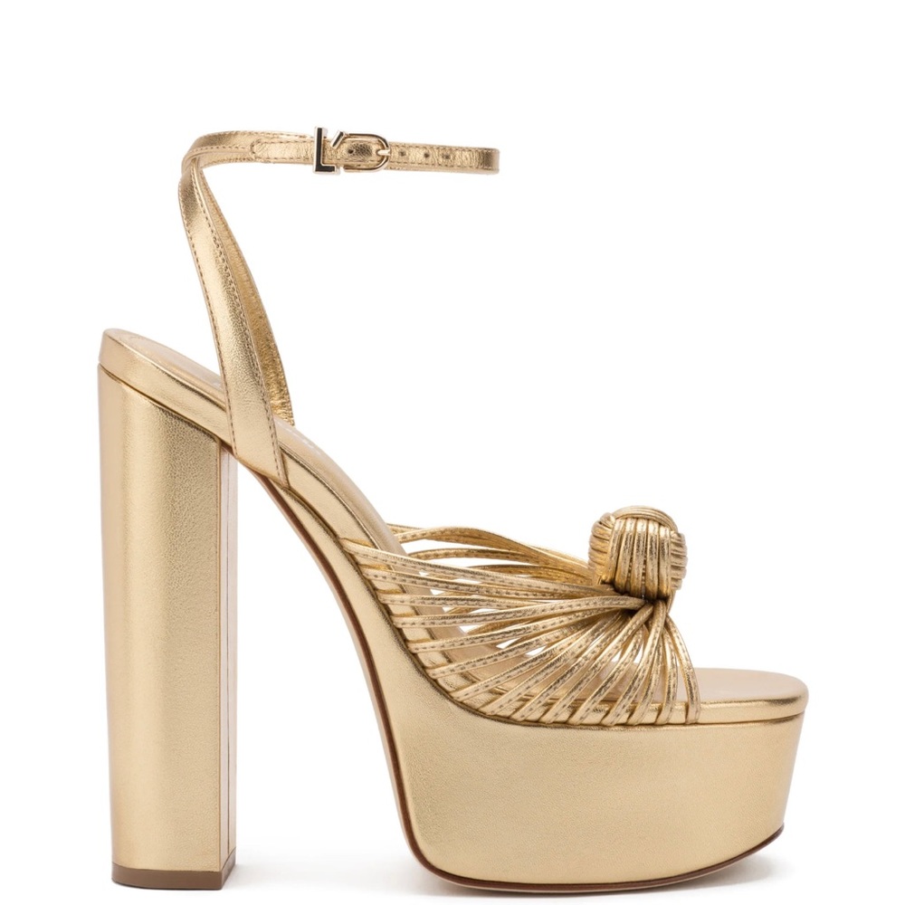 Larroude Valerie Platform in Gold Leather
